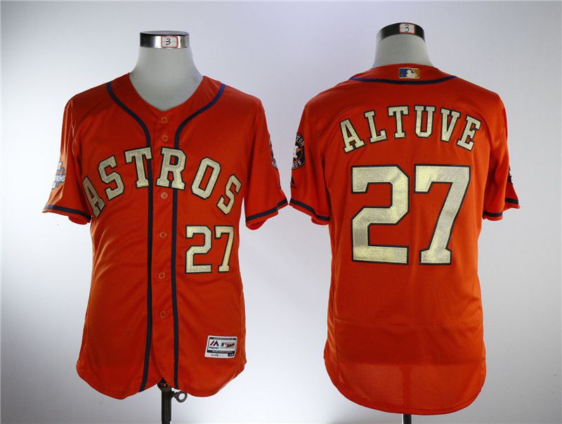 Men Houston Astros 27 Altuve Orange Elite Champion Edition MLB Jerseys